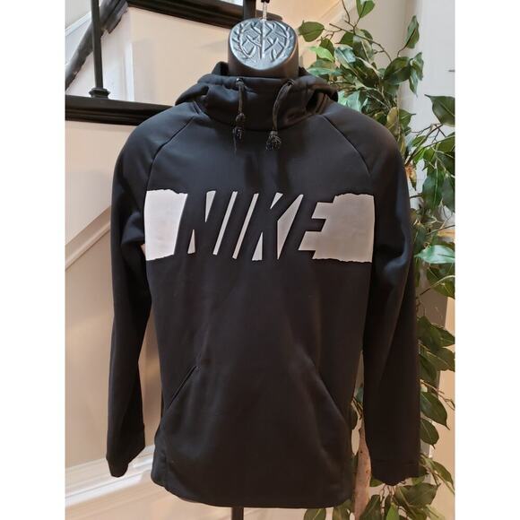 Nike Hoodie Mens Small Black Therma Dri-Fit Long Sleeve Swoosh Logo Pullover - Picture 1 of 11